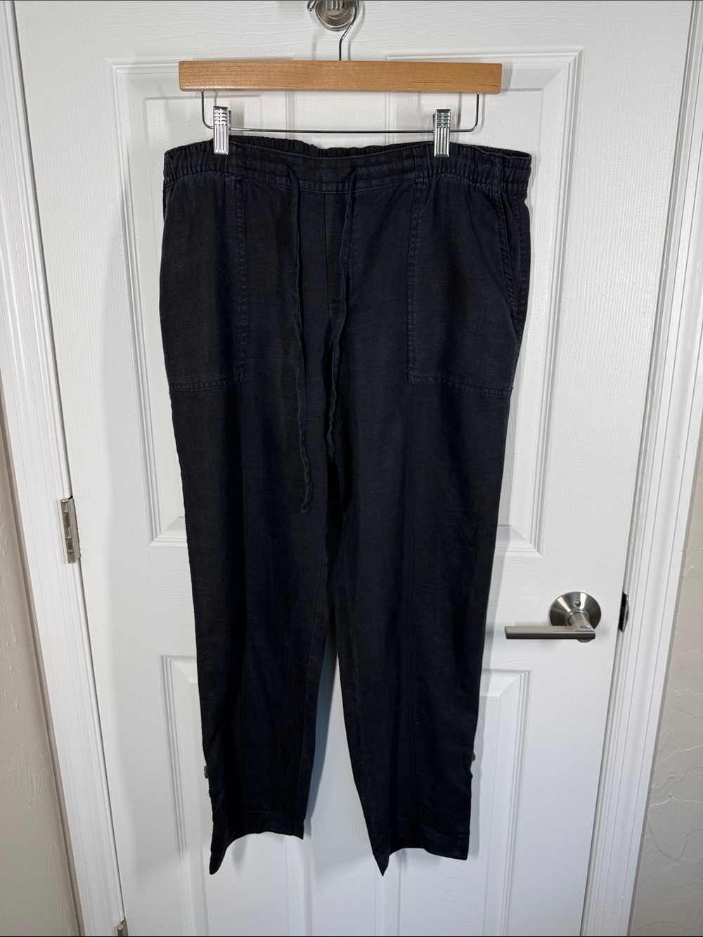 Lord and Taylor black linen drawstring waist pants size small